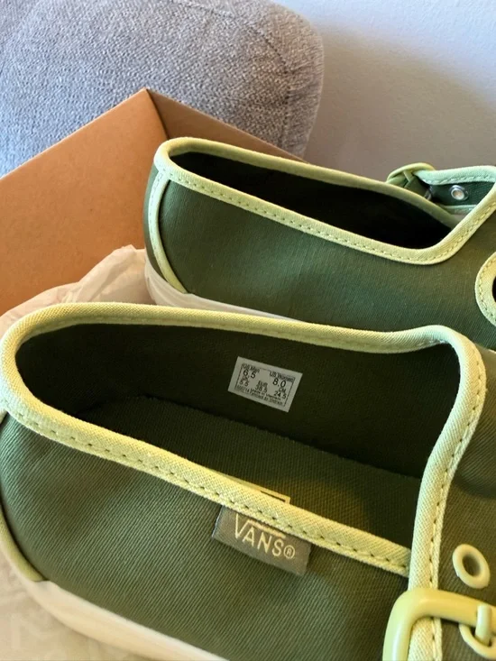 Vans Olive Green Mary Jane Sneakers with Cream Trim - Picture 6 of 7